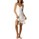 thumbnail image 2 of Noche de satén para mujeres Inspire Chic, vestido de noche mini con tirantes de encaje en V, color blanco, talla XS, 2 of 4