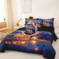 thumbnail image 4 of Catabedysis Happy Camping 7 Pieces Full Size Bedding Sets,Night Camper Print Full Size Bed in a Bag For Boys,Multicolor,Black Reversible, 4 of 7