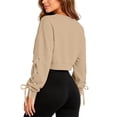 thumbnail image 6 of HAiming Cropped Sweatshirts for Women Long Sleeve Bow Scoop Neck Trendy Shirts Fall Winter Casual Going out Tops, 6 of 9