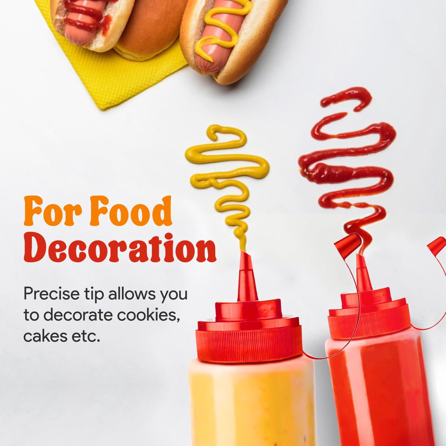12 oz Condiment Squeeze Bottles for Sauces - Leak Proof Oil, Syrup, Dressing Squirt Bottles - 3 Pack