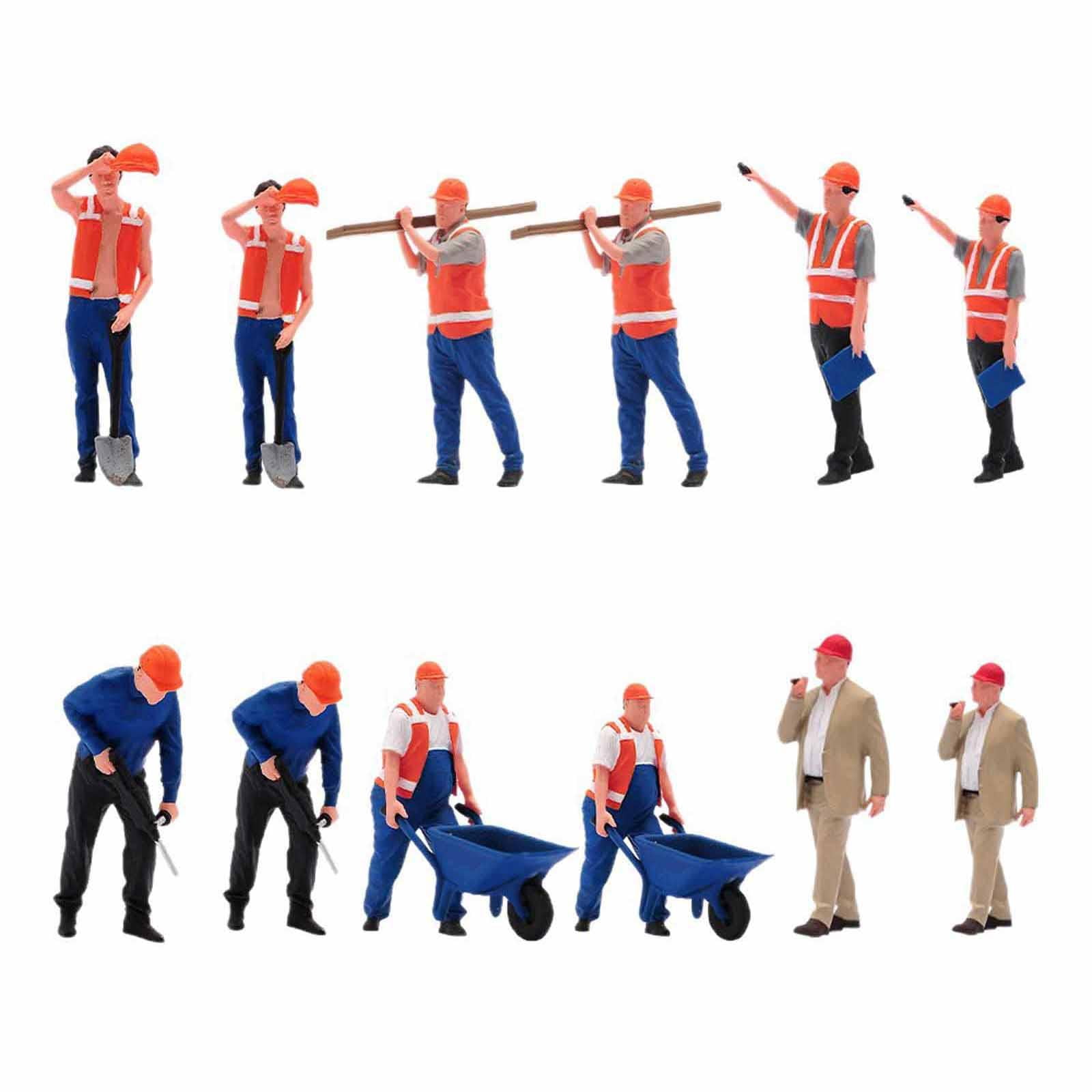 3 Pieces Miniature Figures Model Diorama Worker Realistic Hand Painted Resin for Model Display Scenes