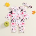 thumbnail image 6 of Halloween Baby Girl Outfit Pumpkin Ghost Romper Long Sleeve Zip up Jumpsuit Newborn Fall Clothes Cute Halloween Costume, 6 of 8