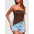 thumbnail image 4 of Top Tubo Sin Tirantes Fruncido Marrón M PRETTYGARDEN, 4 of 6