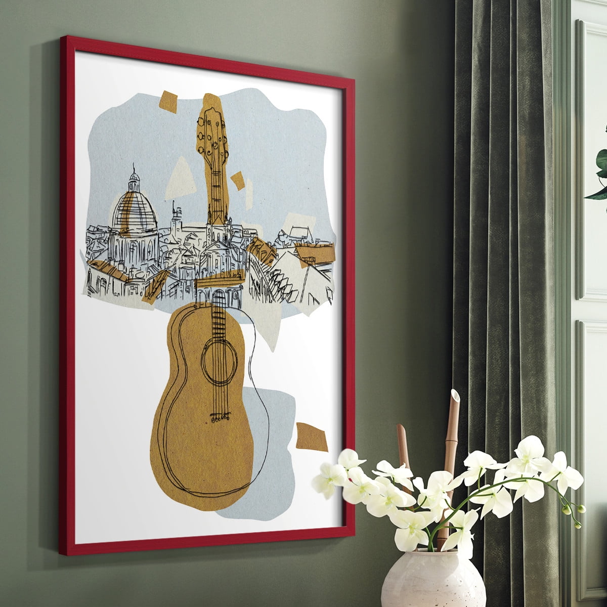 Rehearsal III Framed Print in Red Solid Wood Framed Print No Nail Hanging