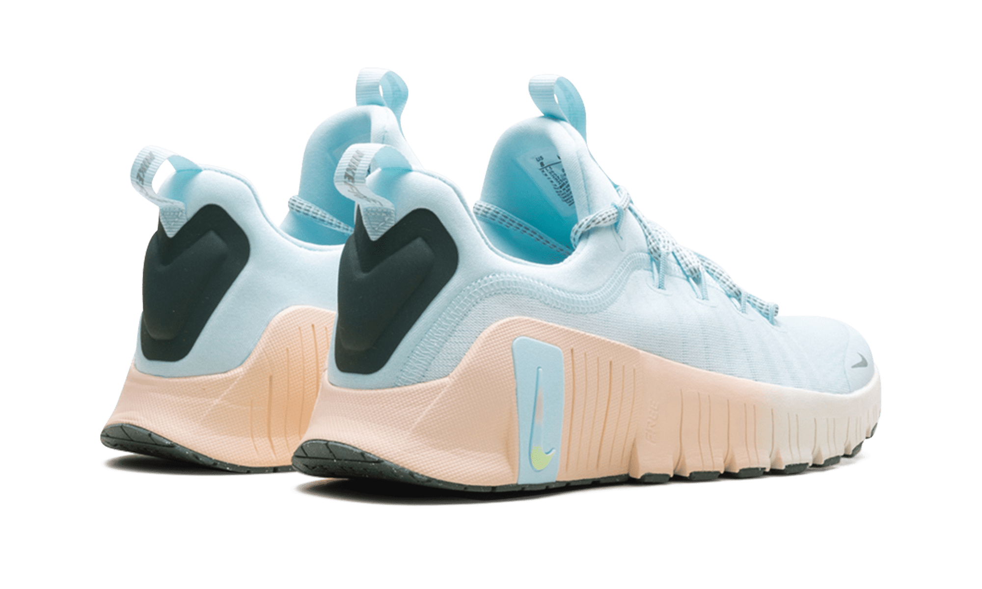 NIKE WOMENS Free Metcon 6 Premium Womens "Glacier Blue Washed Coral Vintage Green Metallic Silver" HV5228 474 HV5228 474 from Stadium Goods