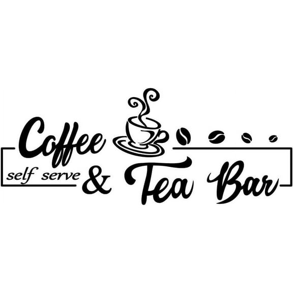 Wall Stickers Coffee and Tea Bar Wall Decor Vinyl Art Murals Removable Self Adhesive Wallpapers Wall Decoration Home Decor for Coffee Corner Tea Bar Living Room Bedroom Decor