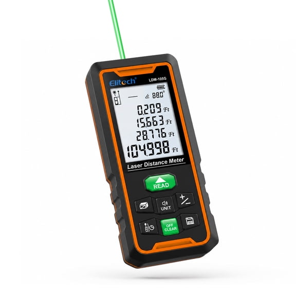 Elitech Green Laser Measuring Tool, Self-Calibration, Dual Power, 344ft