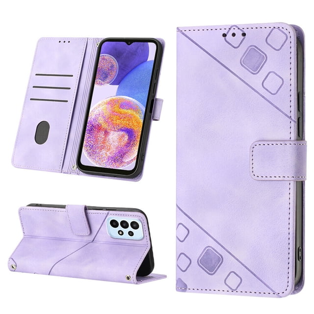 Compatible avec Samsung Galaxy M13 4G Étui en Cuir PU Classique Embossé avec Porte-Cartes Étui Antichoc