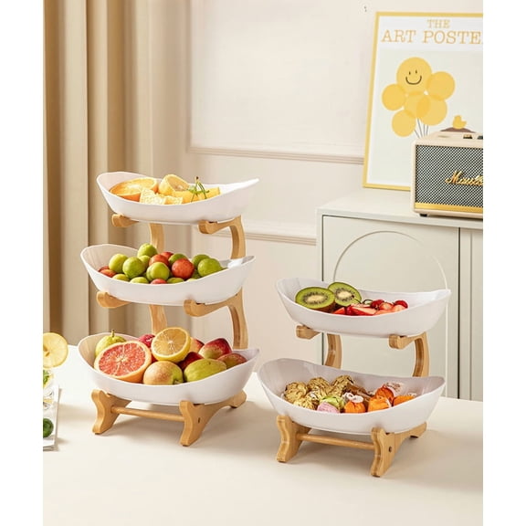 Multi-layer fruit porcelain plate, luxury dried fruit snack candy plate, salad plate
