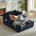 thumbnail image 2 of Aukfa Oversized Chaise Lounge Chair Indoor, 66" Boneless Sofa Couch with Cup Holders and 3Pillows for Living Room, Blue, 2 of 8