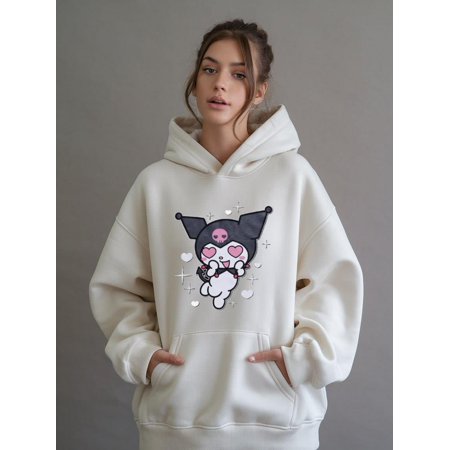Kuromi Heart Eyes Boyfriend Fit HOODIE FOR WOMEN, A Must-Have for Girls,Comfortable Fit