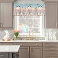 thumbnail image 5 of Valance Curtains for Kitchen Windows Spring Easter Eggs Bunny Tail Floral Rod Pocket Valance Floral on Colorful Wood Short Window Curtain Topper for Bedroom Living Room Bathroom 54x18in,1&nbsp;Panel, 5 of 9