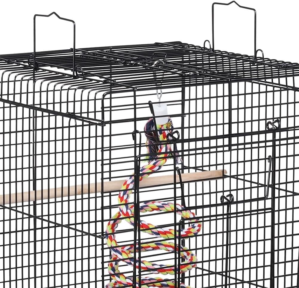 LibraMAl Open Play Top Travel Bird Cage for Conure Sun Parakeet Green Cheek Conure Lovebird Budgie Finch Canary, Small-Size Travel Portable