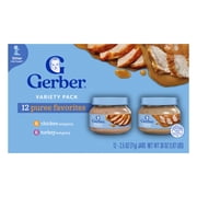 Gerber 2nd Foods Puree Favorites, Chicken and Turkey Baby Food Variety Pack, 2.5 oz Jars (12 Pack)