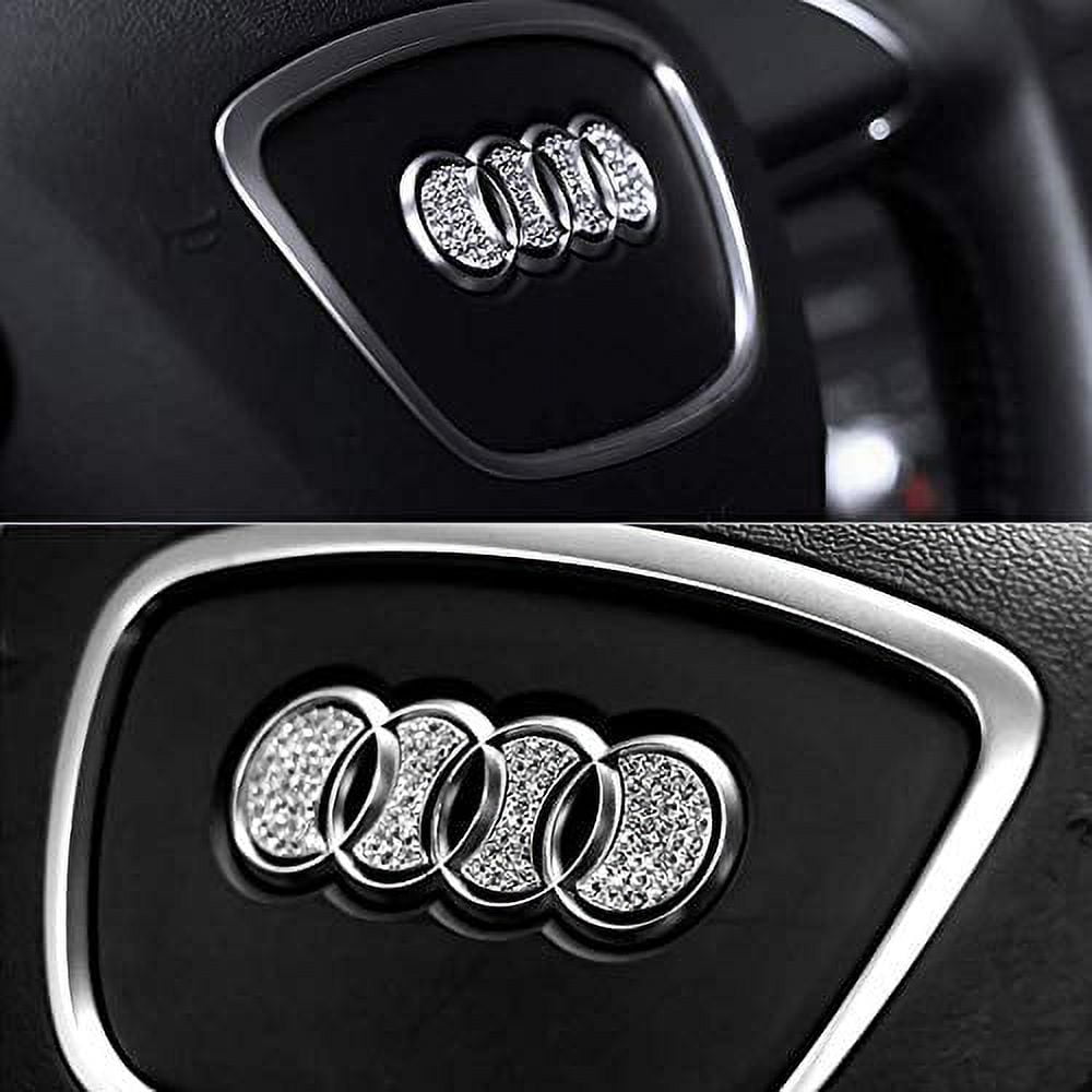 Audi Voiture Volant Insigne Insérer Crystal Bling Emblème Autocollant  Argent