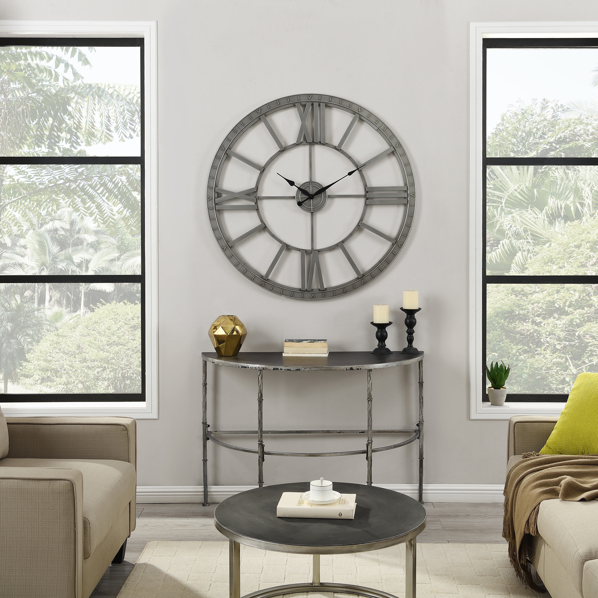 FirsTime & Co. Silver Big Time Wall Clock, Modern, Analog, 40 x 2 x 40