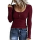 thumbnail image 1 of Camisetas Henley de manga larga para mujer, camisetas ajustadas con botones y cuello redondo, camisetas de punto acanalado Zhivalor CZMR-ST267-5, 1 of 3