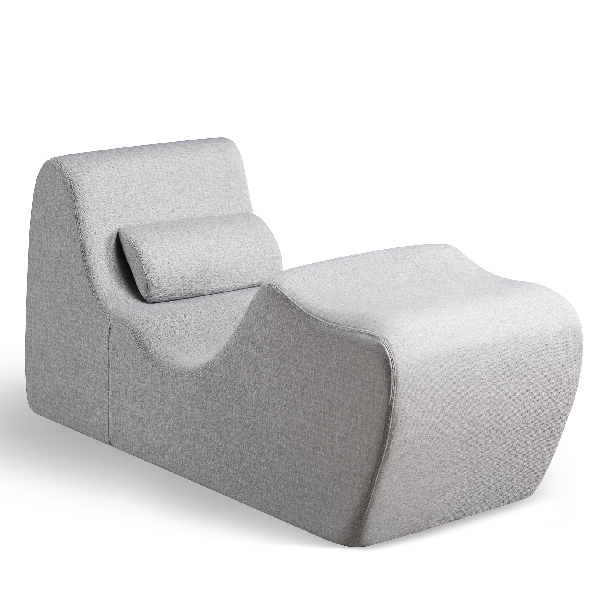 Zinus Zero Gravity Lotus Chaise Indoor Foam Lounger, Light Grey Herringbone