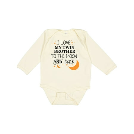 

Inktastic I Love My Twin Brother to the Moon and Back Gift Baby Boy or Baby Girl Long Sleeve Bodysuit