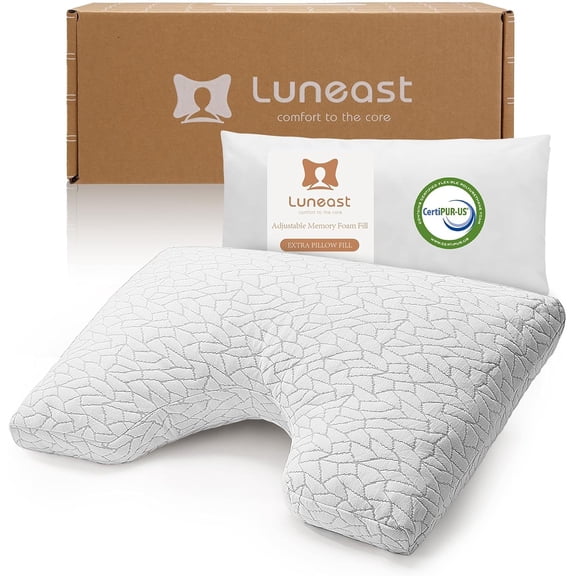 Adjustable Memory Foam Pillow for Side Back and Stomach Sleepers Washable Cover Queen Size 18x28 Inch