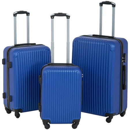 Suitcase 3 Piece Luggage Sets Travel Carry On Expandable Lightweight Durable Spinner Eco-friendly Blue With Password