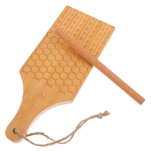 FRCOLOR 1 Set Bamboo Pasta Making Tools Wooden Gnocchi Rolling Board Dough Sheeter Kitchen Noodle Maker Shaper Bamboo Chopping Board for Home Cooking