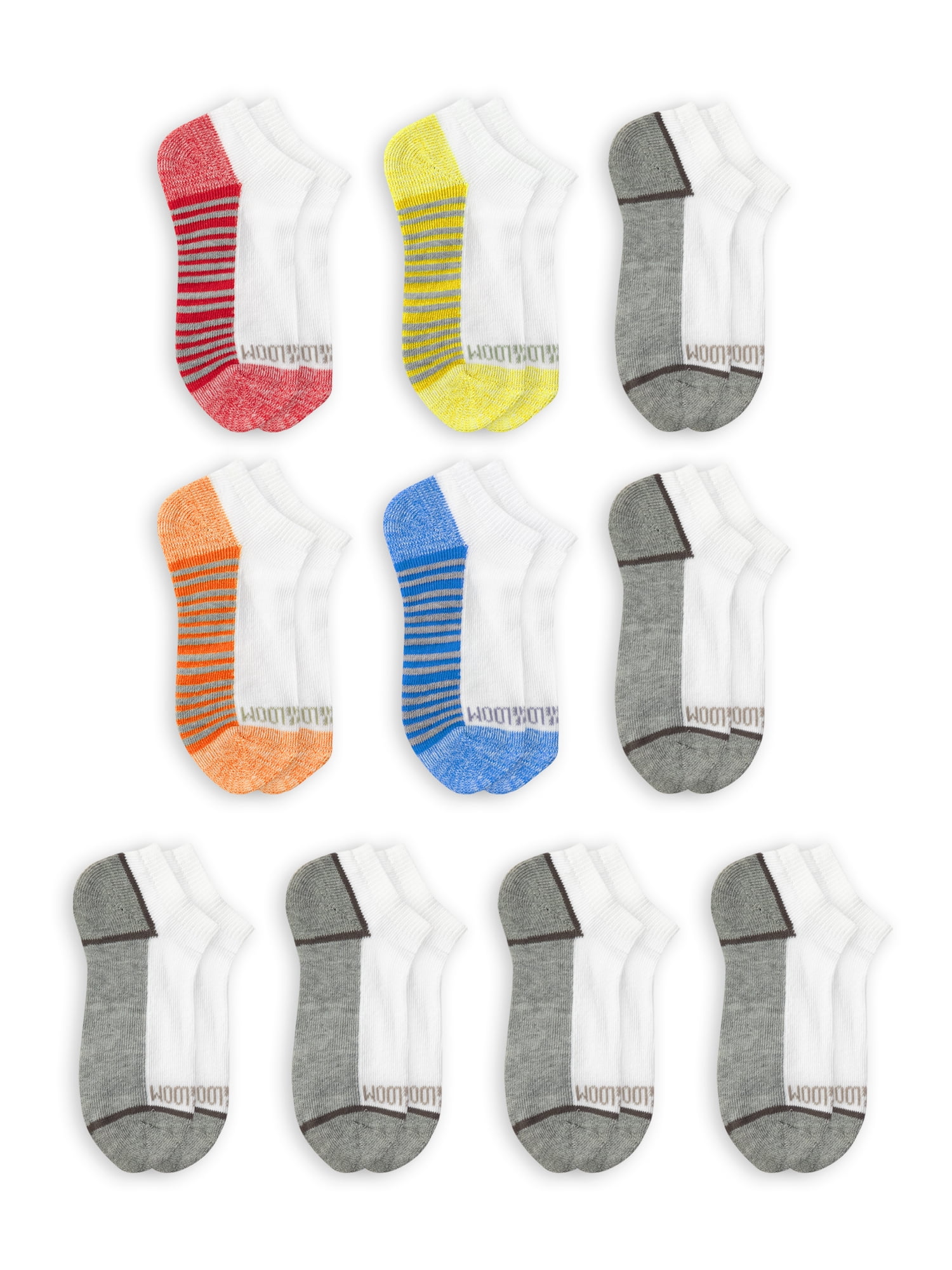 Fruit of the Loom Boys Socks, No Show Zone Cushion 10 Pack Sizes S - L ...