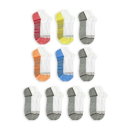 Fruit Of The Loom Boy's Socks, No Show Zone Cushion 10 Pack (Little Boy's & Big Boy's), White, Size Small (4.5-8.5)
