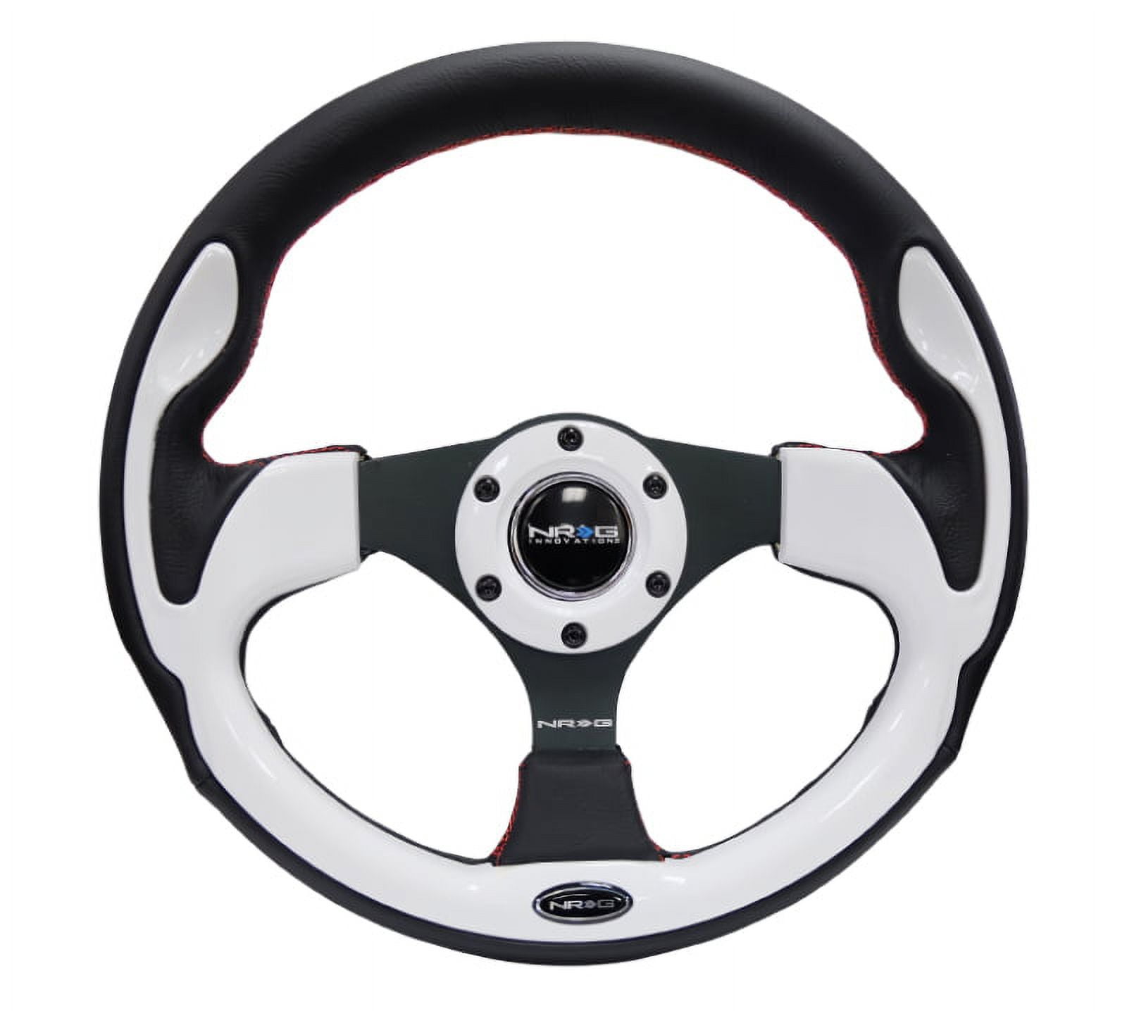 NRG RST-001WT 320 mm Reinforced Steering Wheel, Black with White