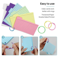 thumbnail image 2 of 600 Pack Index Cards, 3inch X 5inch Ruled Index Cards with Ring, Colored Lined Flash Cards, Both Sides Note Cards, 2 of 6
