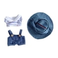 thumbnail image 3 of 3 piezas de Pantalones con tirantes para muñecas perfke con camiseta y sombrero azul 15 a 17 CM, 3 of 9