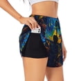 thumbnail image 3 of Lsque Abstract Starry Sky Printed Women's Running Shorts with Liner Pockets,Elastic Quick Dry Workout Athletic Gym Yoga Shorts,Womens High Waist Shorts-Small, 3 of 9