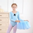 thumbnail image 1 of Ballet Leotards for Girls Size 3-16 T Kids Toddler Little Girls Long Sleeve Gymnastics Leotards with Tutu Tulle Skirt Outfits,Blue+Blue Skirt,4-5 Years, 1 of 4