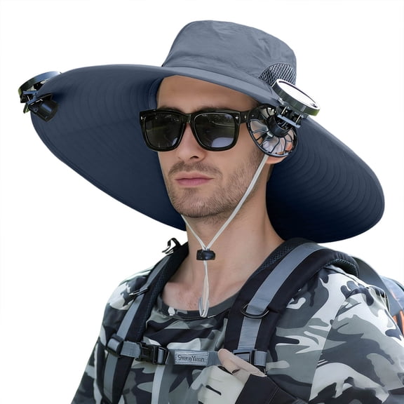 FUZHIQ Super Wide Brim Solar Fan Hat for Men UV Protection Cooling Sun Hat for Hiking Camping Backpacking Outdoor,One Size