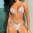 thumbnail image 4 of Aayomet Maillots de Bain pour Femmes 2 Pcs Haut à Bretelles Spaghetti Maillot de Bain String (Rose, m), 4 of 5