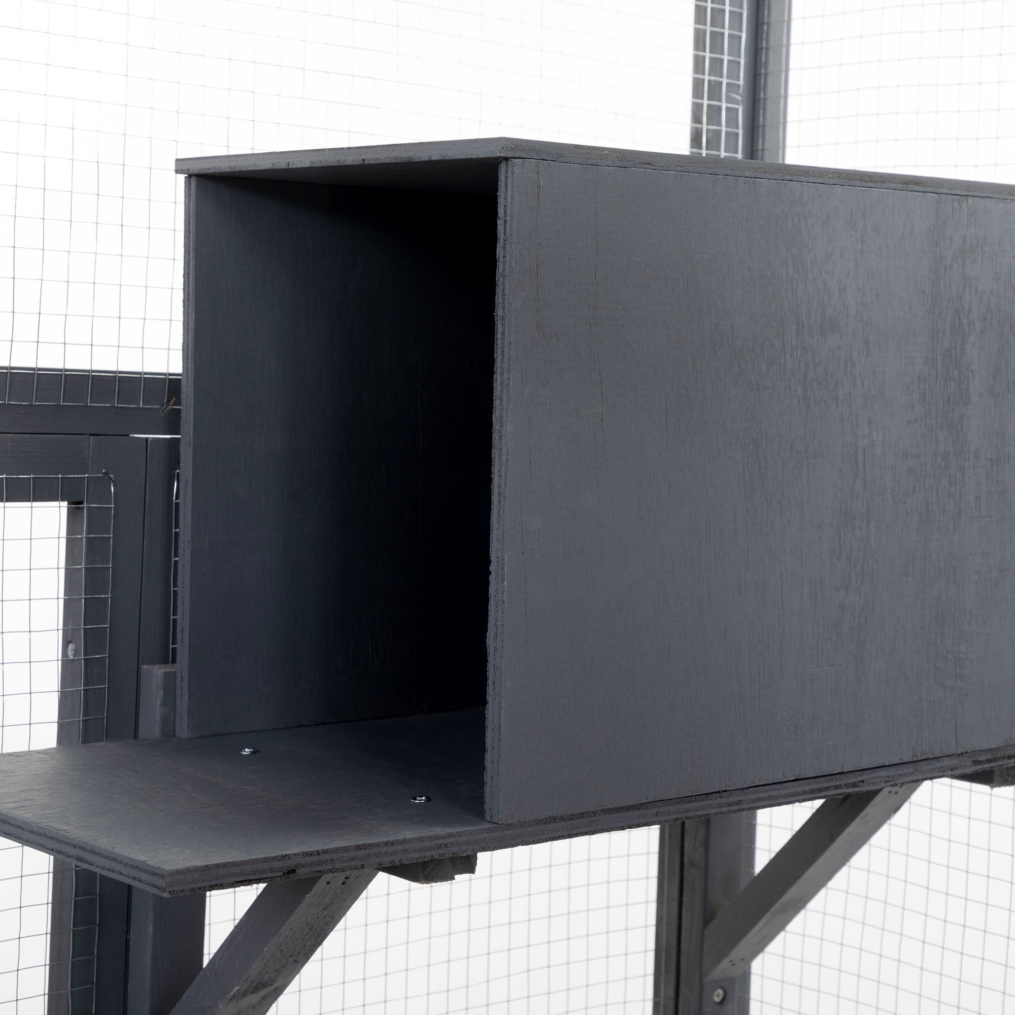Pefilos 70" Outdoor Wood Cat House, Catio Kitty Enclosure Large Cat Cage Condo Playpen with Platforms and Small House, Gray Pefilos 70" Outdoor Wood Cat House, Catio Kitty Enclosure Large Cat Cage Condo Playpen with Platforms and Small House, Gray