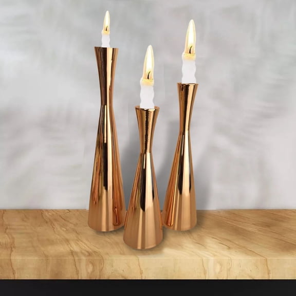 Taper Candle Holders Set of 3 - Wrought Iron Metal Candlesticks for 0.75" Taper & LED Candles, Elegant Table Decor for Weddings, Dining, Parties - Vintage Western Style Home Decoration