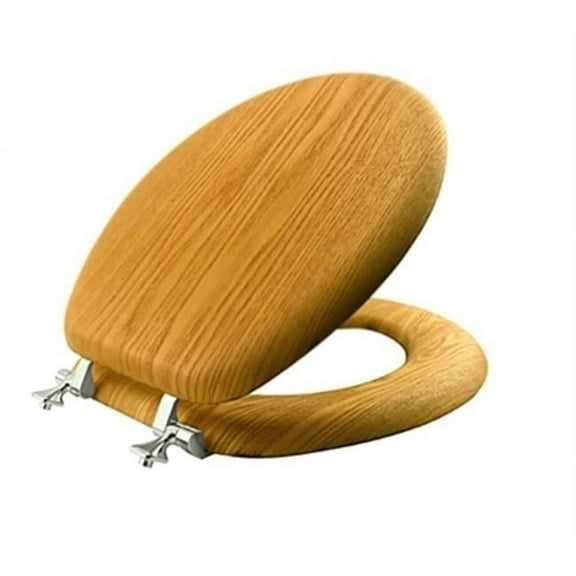Standard Round Natural Oak Veneer Toilet Seat, 16.5 in.