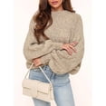 thumbnail image 5 of Women'S Oversized Sweater Crewneck Fall Winter Long Sleeve Fuzzy Warm Knit Pullover Sweaters Trendy Outfits Khaki S, 5 of 6