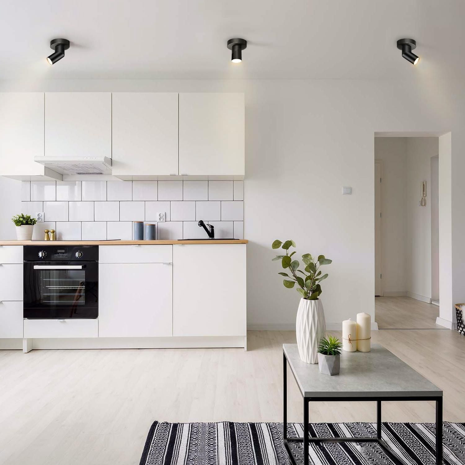 4.5" Matte Black Convertible Wall or Ceiling Mount LED Integrated Track Lighting Spotlight with Pivoting Track Head