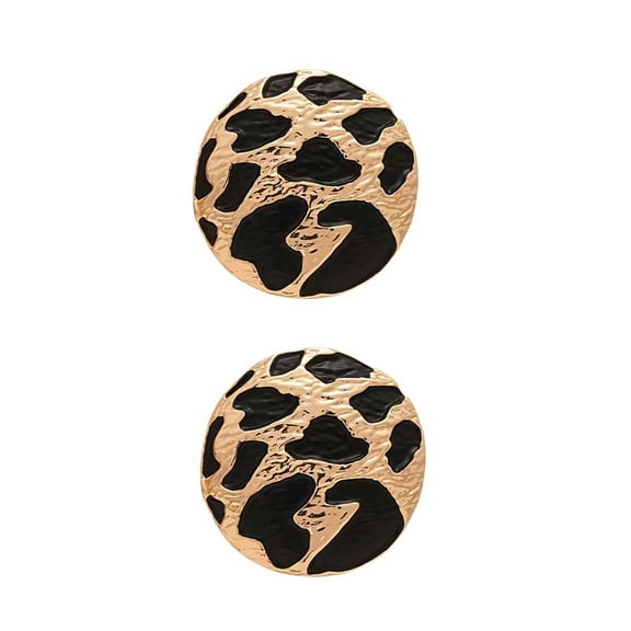 MANNYA Trendy Leopard Print Round Earrings Elegant Studs Accessories For And Women Fashionable Daily Wear Jewelry