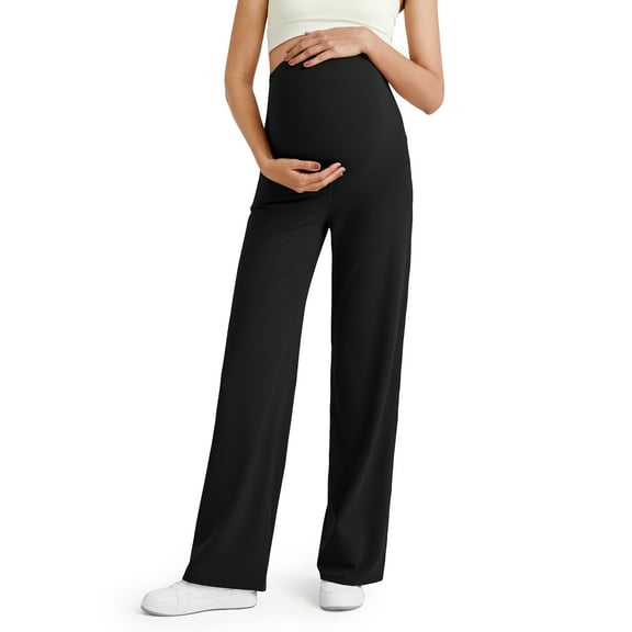 G4Free BareFeel Maternity Dress Yoga Pants Over The Belly Stretchy Work Slack Pregnancy Wide Leg Lounge Trousers 28"/30"/32"