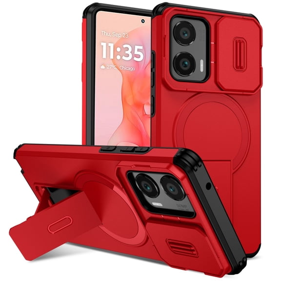 SELOZKE for Motorola Moto G Stylus 5G 2024 Red Phone Holder, Magnetic Protective Phone Case