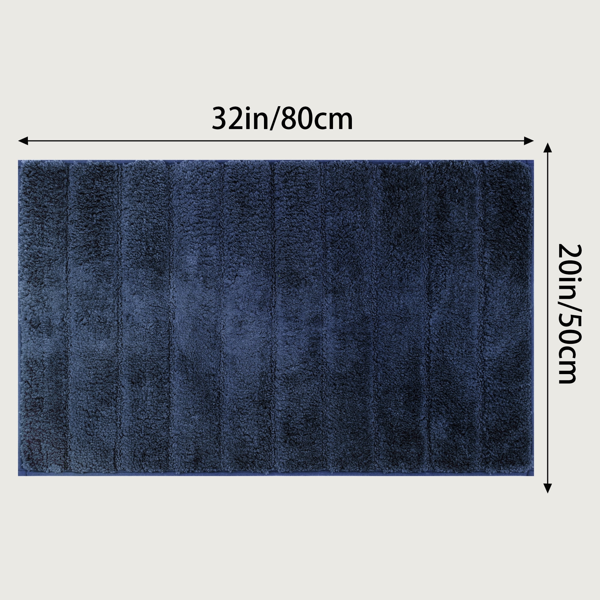 Unique Bargains Soft Stripe Bathroom Rug Rubber Backing Quick Dry Bath Rug Blue 20" x 32"