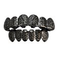 thumbnail image 1 of 18K Hip Hop Dientes Grill Top & Bottom Grill Set Grill Boca Dientes Negro SM SunniMix Dientes de parrilla de hip hop, 1 of 6