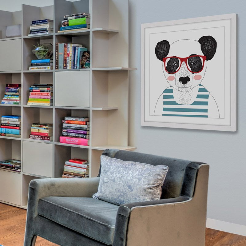 "Bear in Glasses" Framed Painting Print