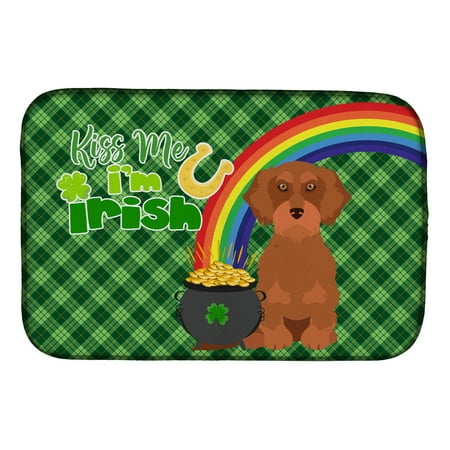 

Wirehair Red Dachshund St. Patrick s Day Dish Drying Mat 14 in x 21 in