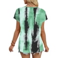 thumbnail image 4 of Uootdi Womens Tops V Neck Abstract Color Block Print Short Sleeve Top Soft Stretchy Blouse Casual Daily Shirt Gift, 4 of 6