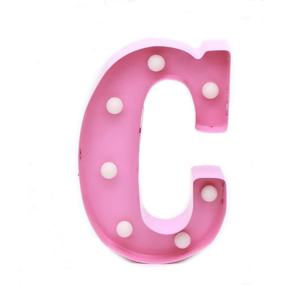 Home by Jackie Inc Decorative Pink Vintage Rustic Metal Hanging Light up LED Letter “C”