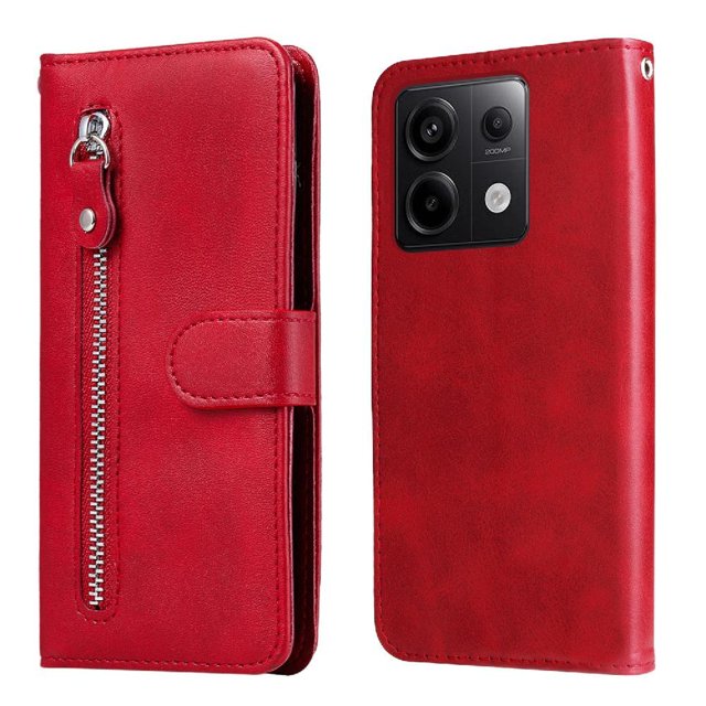Estuche de Cuero PU con Cierre para Xiaomi Redmi Note 13 Pro 5G , Funda Protectora con Billetera y Correa